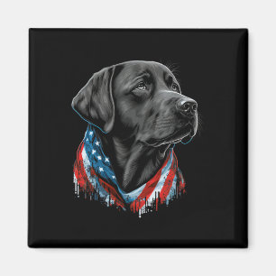 Usa 4th Of July Black Patriotic American Labrador Magnet