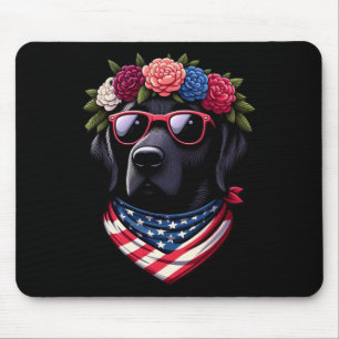 Usa 4th Of July Black Patriotic American Labrador Mouse Mat