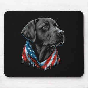 Usa 4th Of July Black Patriotic American Labrador Mouse Mat