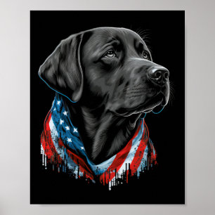 Usa 4th Of July Black Patriotic American Labrador  Poster
