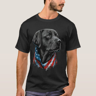 Usa 4th Of July Black Patriotic American Labrador T-Shirt