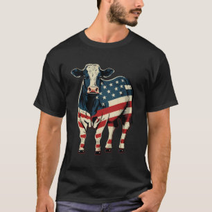 Usa 4Th Of July Cattle On Patriotic American Cow T-Shirt
