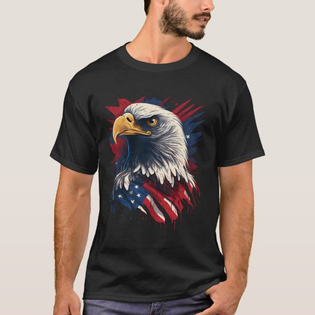 Usa 4Th Of July Eagle On Patriotic American Eagle T-Shirt (Front)