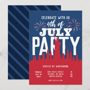 USA 4th of July Fireworks Colourful Party Invitation
