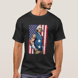 USA 4th Of July George Washington Funny Workout Mu T-Shirt