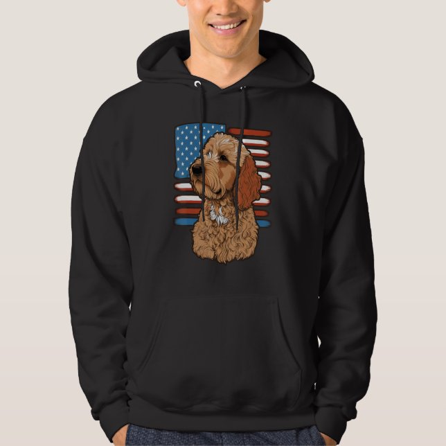 USA 4th Of July Golden Doodle on American Goldendo Hoodie (Front)