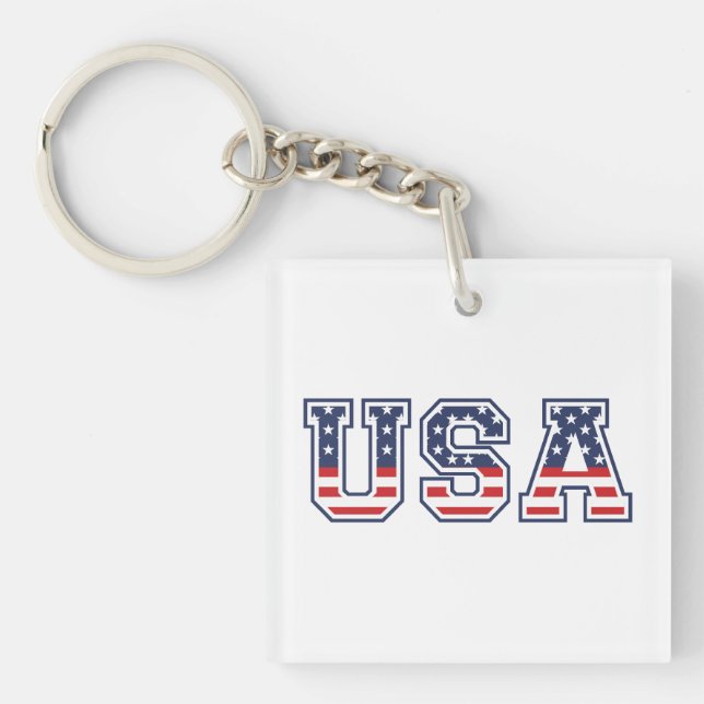 USA 4th Of July Independence Day Key Ring (Front)