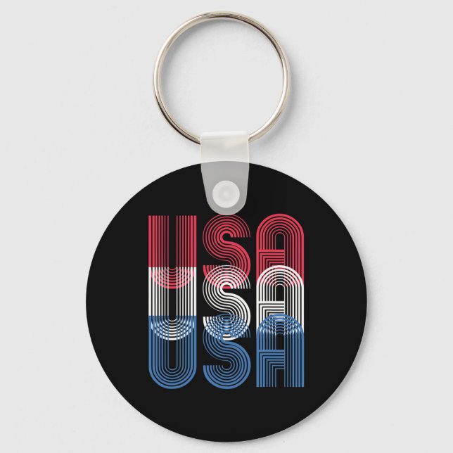 Usa 4th Of July Retro Independence Day  Key Ring (Front)