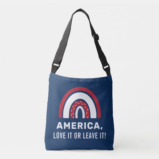 USA 4th Of July Stylish Patriotic American Rainbow Crossbody Bag (Front)