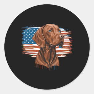 Usa 4Th Of July Vizsla On Patriotic American Vizsl Classic Round Sticker