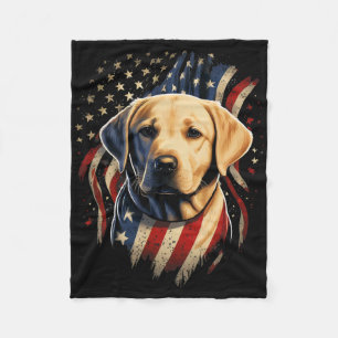Usa 4th Of July Yellow Patriotic American Labrador Fleece Blanket
