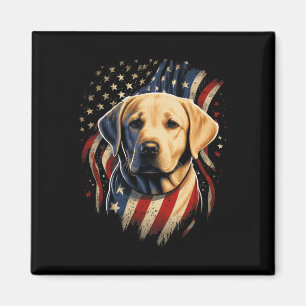 Usa 4th Of July Yellow Patriotic American Labrador Magnet