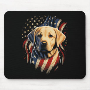 Usa 4th Of July Yellow Patriotic American Labrador Mouse Mat