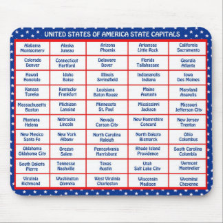 USA - 50 States and Capital Cities Mouse Mat