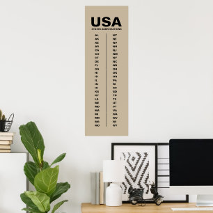 USA 50 States Vertical Minimalist Beige Poster