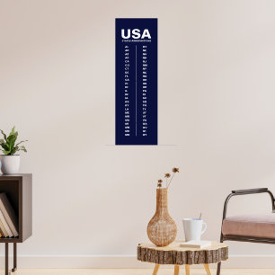 USA 50 States Vertical Minimalist Navy Blue Poster