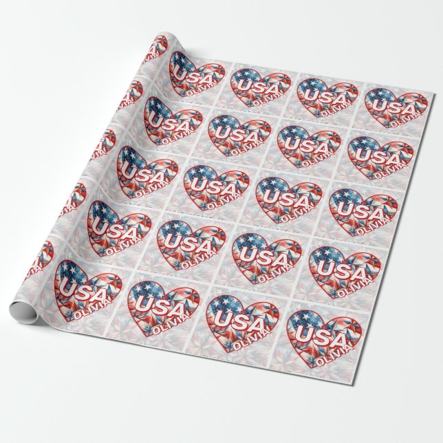 USA Add Name Wrapping Paper (Unrolled)