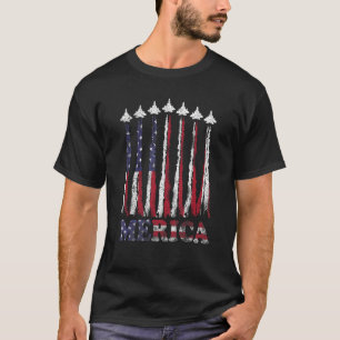 USA Aeroplane Jet Fighter 4th American Flag Of Jul T-Shirt