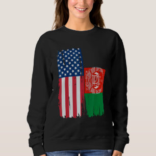 USA Afghanistan Half american Flag Roots Sweatshirt