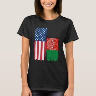 USA Afghanistan Half american Flag Roots T-Shirt
