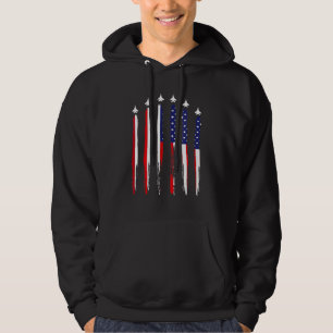 USA Airplane Jet Fighter 4th American Flag Of July Hoodie