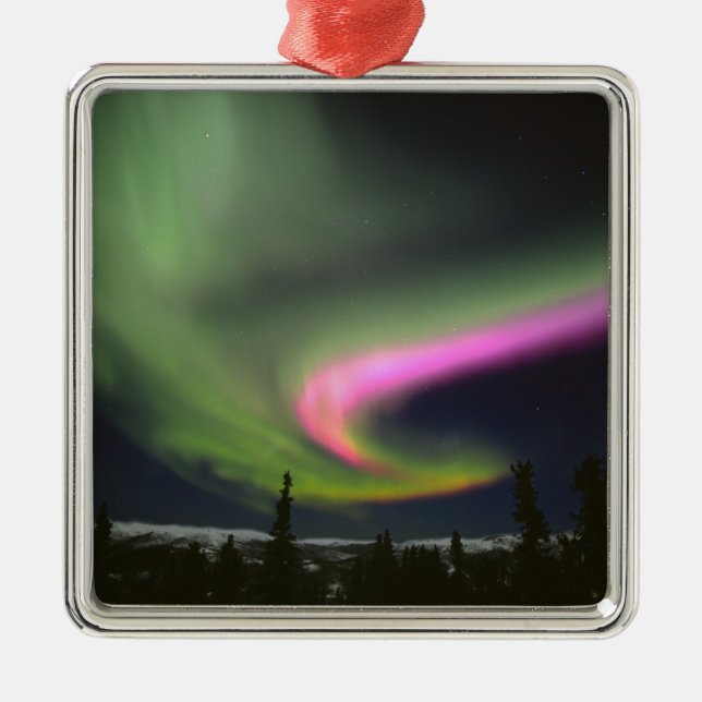 USA, Alaska, Chena Hot Springs. Aurora 2 Metal Tree Decoration (Front)