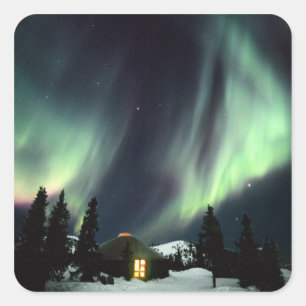 USA, Alaska, Chena Hot Springs. Aurora Square Sticker