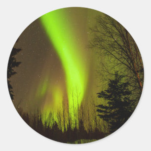 USA, Alaska, Chena Hot Springs. View Of Aurora Classic Round Sticker