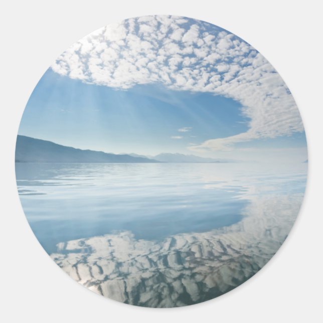 USA, Alaska, Freshwater Bay. Clouds Reflected Classic Round Sticker (Front)