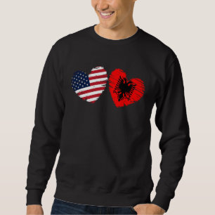 USA Albania Flag Heart Valentines Day Albanian Ame Sweatshirt