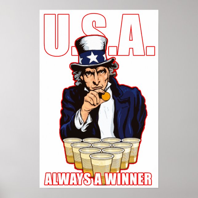 "USA: Always A Winner" Beer Pong Poster (Front)