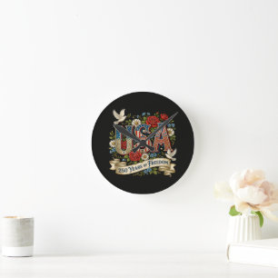 USA America 1776-2026 250 Years Freedom Round Clock