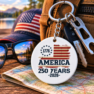usa America 250 anniversary Vintage Flag Key Ring