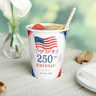 USA America 250th Anniversary Paper Cups