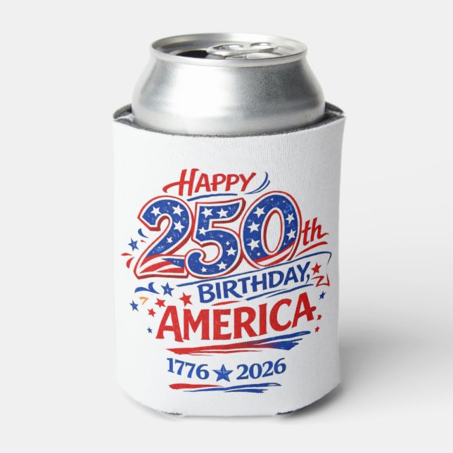 USA America 250th Anniversary Patriotic Can Cooler (Can Front)