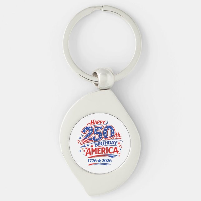 USA America 250th Anniversary Patriotic Key Ring (Front)