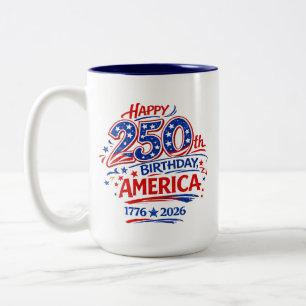 USA America 250th Anniversary Patriotic Two-Tone Coffee Mug