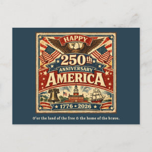 USA America 250th Anniversary Vintage Patriotic Postcard
