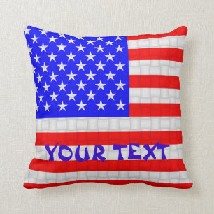 USA America American Flag: ADD TEXT Cushion