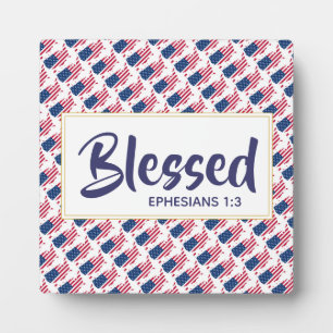 USA AMERICA Blessed Christian Scripture Ephesians Plaque