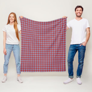 USA America Colours Plaid Tartan Red White Blue Fleece Blanket