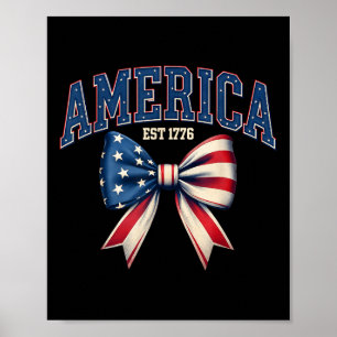 Usa America Est 1776 Coquette Bow American Flag 4t Poster