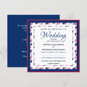 USA AMERICA FLAG Custom Patriotic Square Wedding Invitation