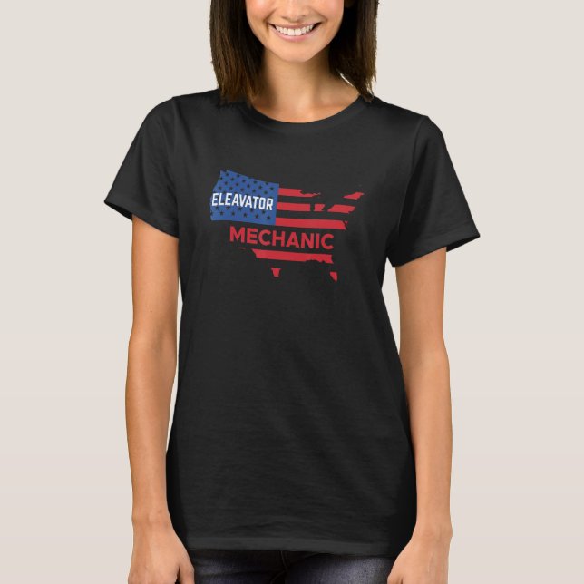 USA America Flag Elevator Mechanic 1 T-Shirt (Front)
