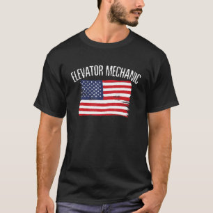 USA America Flag Elevator Mechanic T-Shirt