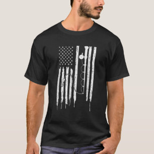 USA America Flag Fishing Rod Fisherman Fishing T-Shirt