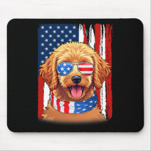 Usa America Flag Goldendoodle Dog 4th Of July Patr Mouse Mat