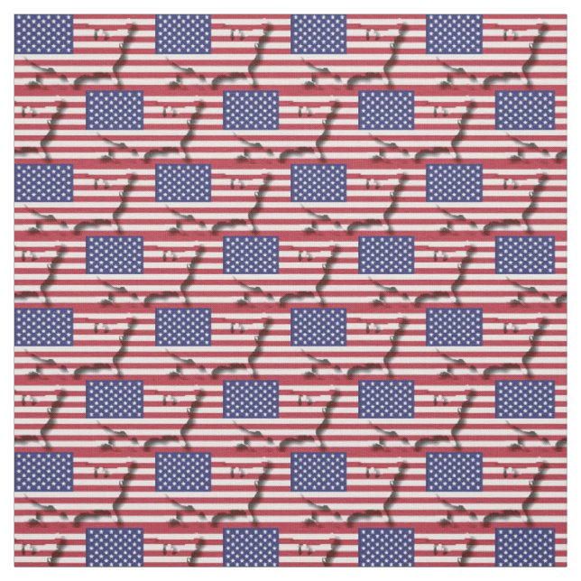 USA AMERICA Flag Map Outline Fabric (Swatch)