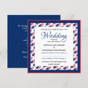 USA AMERICA FLAG Patriotic Custom Square Wedding Invitation