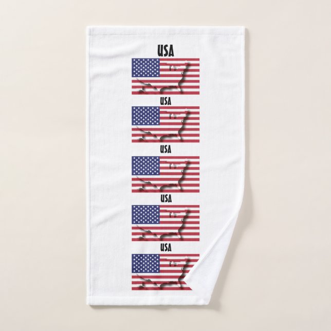 USA AMERICA FLAG Personalised 5 Photo Hand Towel (Hand Towel)